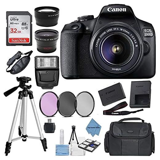 Canon EOS 2000D Rebel T7 Kit with EF-S 18-55mm f/3.5-5.6 III Lens + Accessory Bundle +TopKnotch Deals Cloth