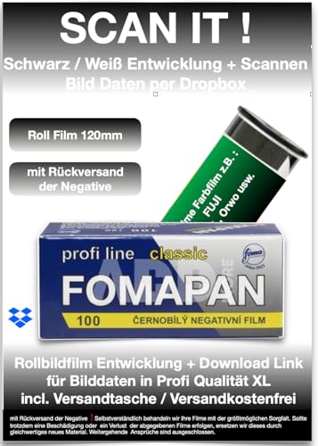 Film 120 mm 100ASA avec développement et numérisation inclus pour photographes