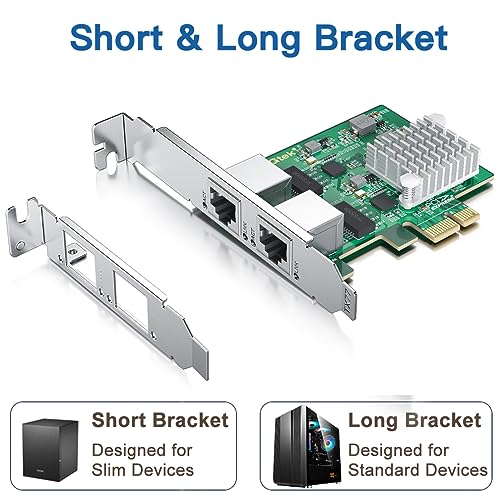 Image of 2.5Gbase-T PCIe NIC with Realtek RTL8125 Chip, 2.5Gb Network Card, 2500 /1000 /100 Mbps,Dual RJ45 Ports, PCIe X1, Ethernet Card for Windows /Windows Server /Linux