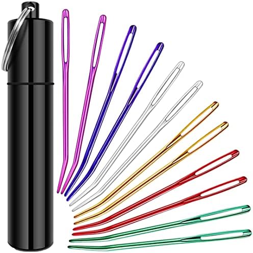 yklbpd 12pieces Yarn Darning Needle Large Big Eye Weaving Needle ,Tapestry Needle Bent Needles with Aluminum Storage Tube