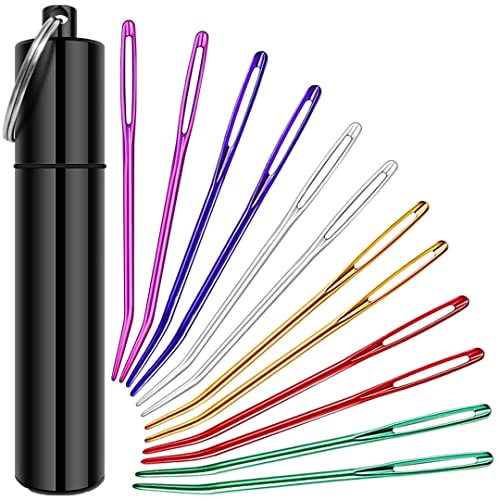 yklbpd 12pieces Yarn Darning Needle Large Big Eye Weaving Needle ,Tapestry Needle Bent Needles with Aluminum Storage Tube