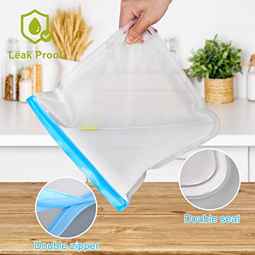 Buy 10 Pack Dishwasher Safe Reusable Ziplock Bags Silicone, Leakproof