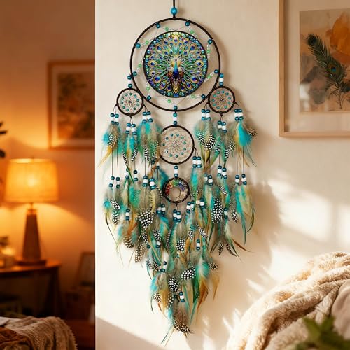 Large Dream Catchers,Dream Catchers for Adults,Dream Catcher Wall Hangings,Peacock Suncatcher,Stained Ornament,Gifts for Women,Lovers,Couple,Friend,Bestie - Image 3