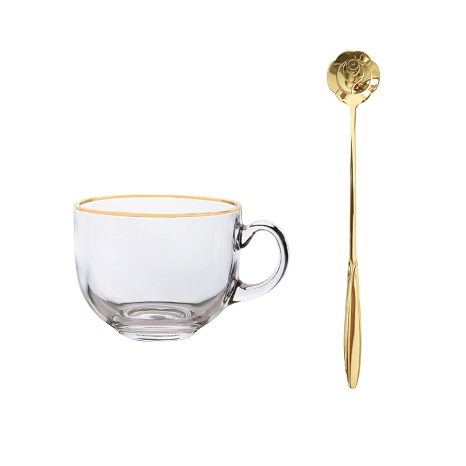 Taza de café con asas de 15 oz vasos de agua y tazas de vidrio con cuchara