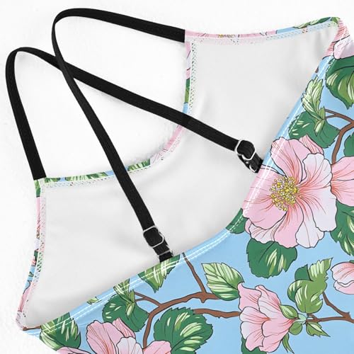 senya Girls Swimsuits One-Piece Swimwear Tie Bathing Suit Beach Summer Round Neck 5-6T Pink Hawaiian Flowers Pattern4