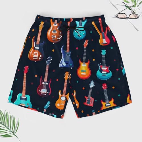 Music Pattern Guitar Men's Swim Trunks Board Shorts Quick Dry Bathing Suit Swimwear with Compression Liner3