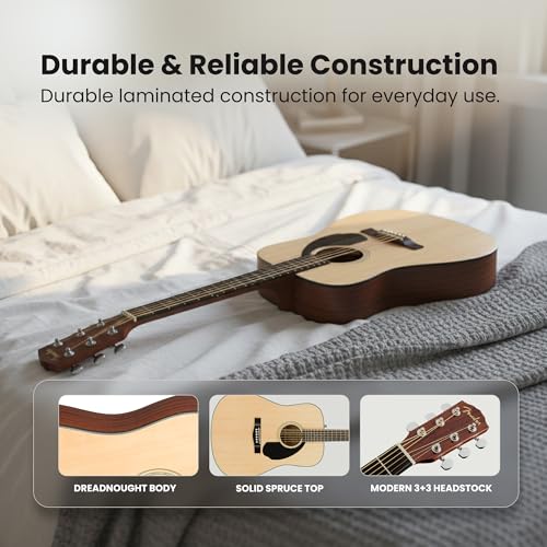 Image of Fender FA Series Dreadnought Acoustic Guitar - Natural Bundle with Gig Bag, Tuner, Strap, Strings, Picks, and Austin Bazaar Instructional DVD