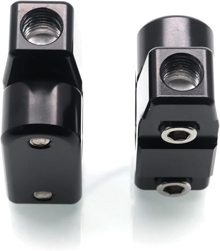 Miniatura 6 de MZS Abrazadera de montaje en espejo para manillar de motocicleta, abrazaderas de manillar de aluminio 7/8, soporte de rosca de 0.394 in, color negro