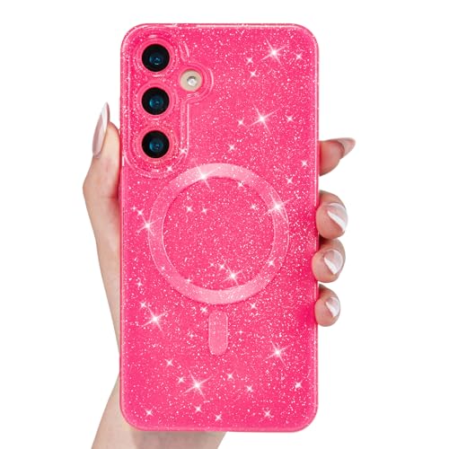 Coque Samsung S22 Plus MagSafe rose scintillante fine antichoc en silicone TPU