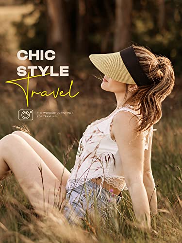 Visors For Women, Wide Brim Straw Sun Visors For Women Packable Sun Hat Womens Roll Up Ponytail Summer Beach Hats For Women (Beige) #TOP5