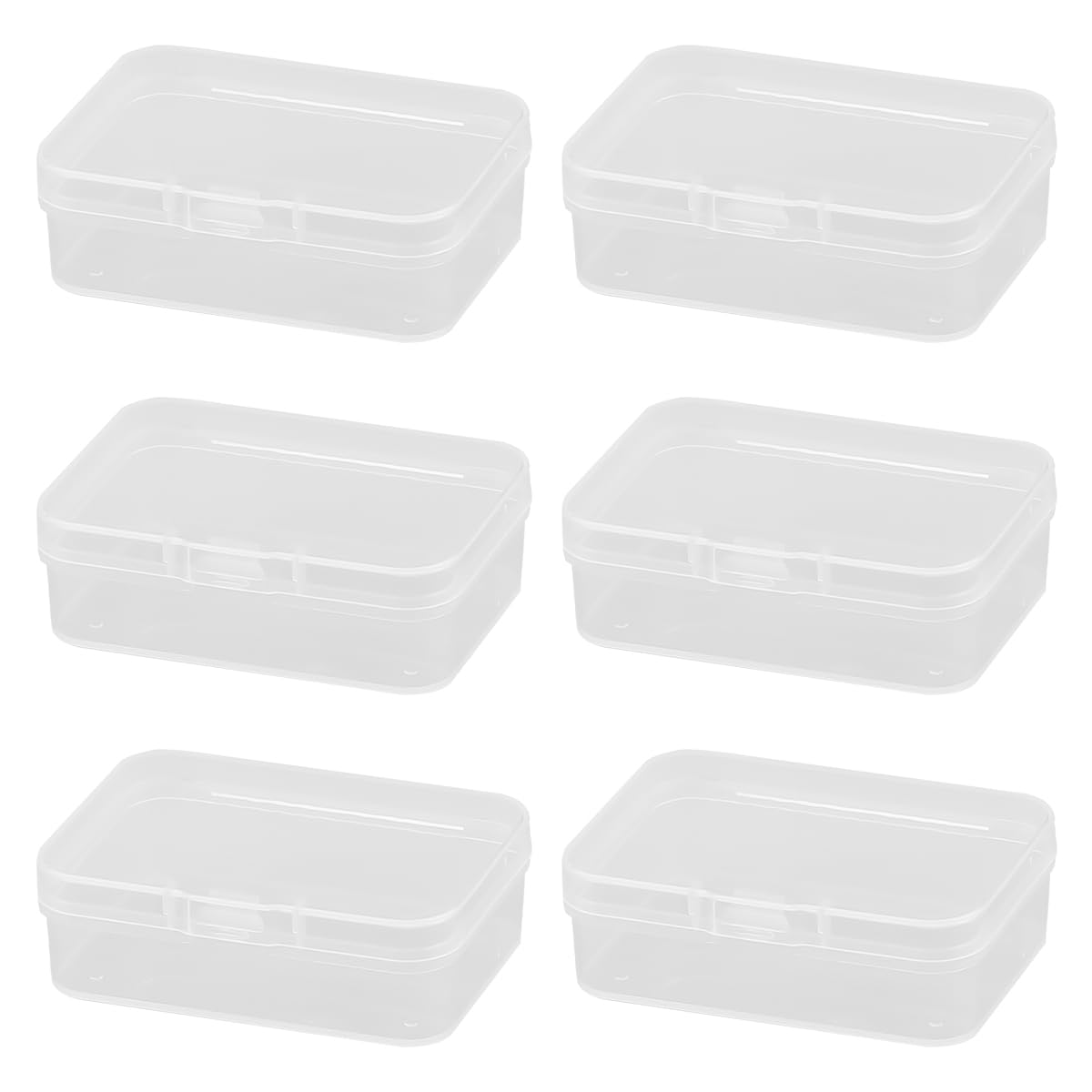 Lotsdonxia Clear Set Of 6 Small Rectangular Plastic Containers With Lids, Ideal For Storing Beads, Business Cards, Pills, And Other Small Items (6.5 * 4.5 * 2Cm)