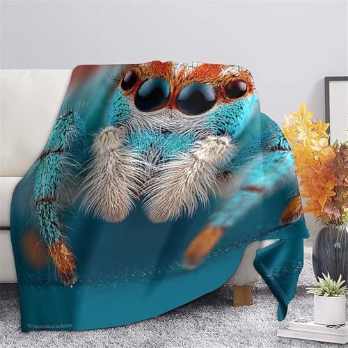Couverture macro araignée 3D en microfibre 150x200cm pour lit et canapé