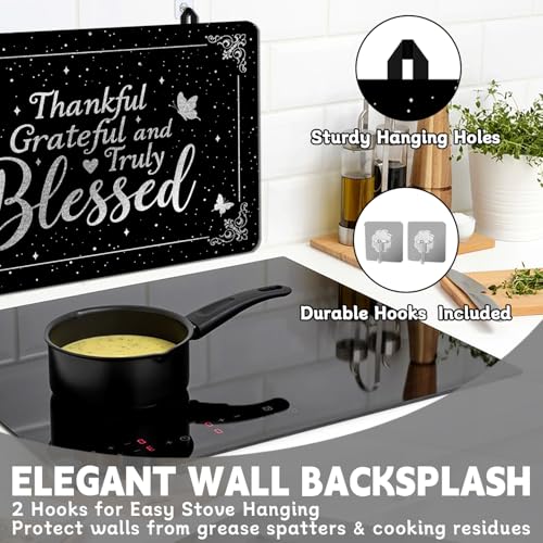 Image of Stove Top Cover for Electric Stove 28 inchx 20 inch, Thankful Grateful and Truly Blessed Heat Resistant Glass Top Stove Cover Protector, Glass Cooktop Covers, Kitchen Electric Flat Stove Top Covers