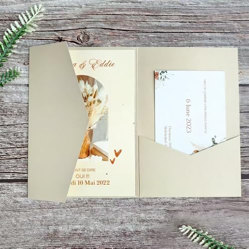 MillaSaw 25pcs Invitation Pocket Envelopes Champagne For Wedding Anniversary Birthday,