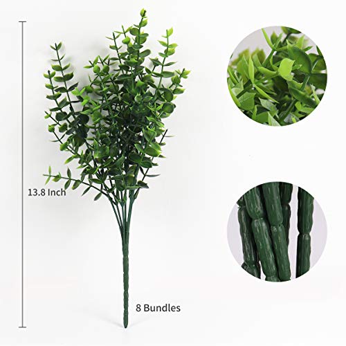 Recutms 8 Bundles Artificial Eucalyptus Artificial Grasses Fake Greenery Boxwood Stems Fake Plants And Greenery Springs For Farmhouse,Home,Garden,Office,Patio,Wedding And Indoor Outdoor(Eucalyptus) #TOP1
