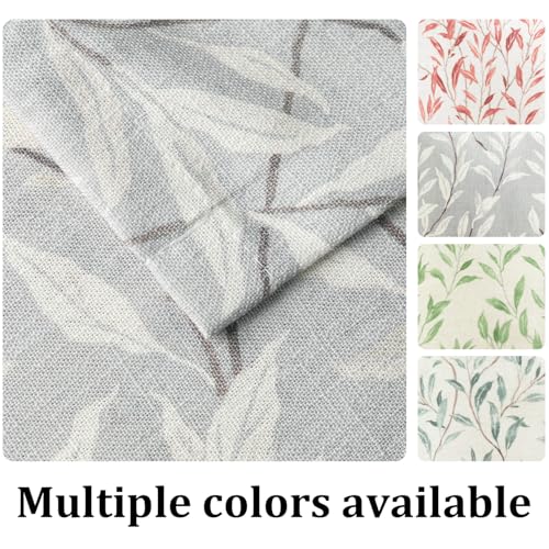 Image of VOGOL Leaf Print Door Curtains, Linen Textured Decorative Front Door Panels, Rod PocketLight Filtering Curtain Panel for Kitchen, 1 Piece, 25 x 72 in