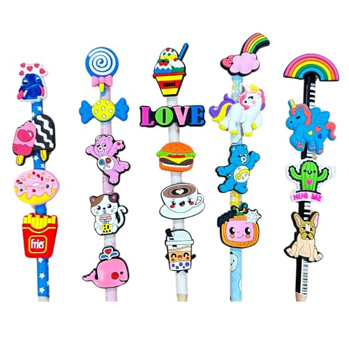 Ella & Emma 30PCS Girls Pencil Toppers - Kawaii Pen Charms for Girls, Cute Classroom Rewards and Prizes for Students, Pencil Decorations for School Supplies, Kids, Middle School, Incentives and More
