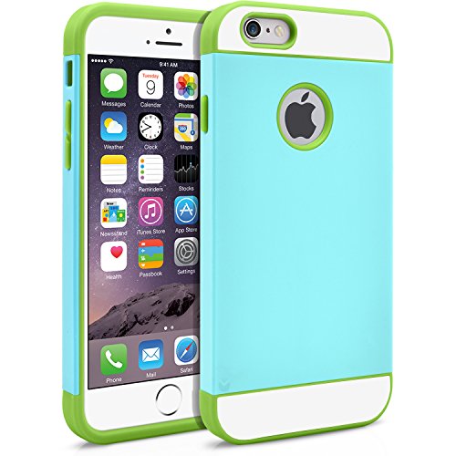 iPhone 6S Plus Case, iPhone 6 Plus Case, MagicMobile Hybrid Hard Protective Slim Durable Case for Apple iPhone 6S Plus / 6 Plus (5.5') Dual Layer TPU Hard PC Armor Cute Cover - Light Blue -Neon Green