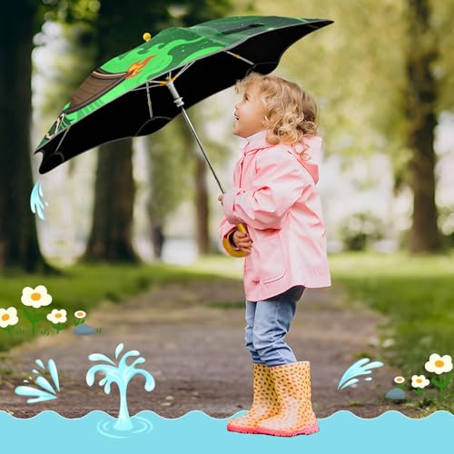 Paraguas para niños resistente al viento con tira reflectante de seguridad 7