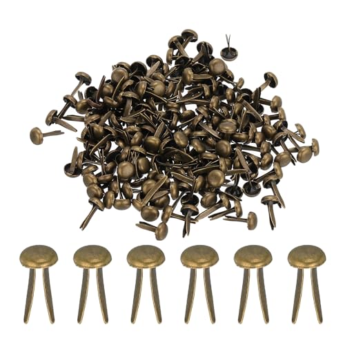 PATIKIL 400 Stück Musterbeutelklammern 5 x 9 mm Mini Brads Metall Rundkopfklammern Briefklammern Musterklammern Scrapbooking für Kunst Basteln Handwerk DIY-Projekte PapierBronze