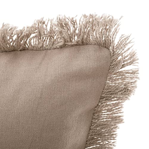 Cuscino Anjali con frange di cotone beige