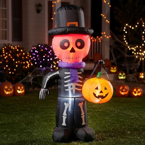 DROFELY 4FT Halloween Inflatable Skeleton Ghost Inflatable Decoration - image 3