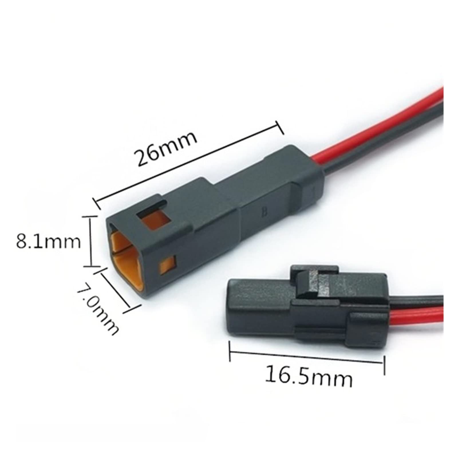 JST do samochodu 2-pinowe złącze elektroniczne 02R-JWPK-VKLE-S Auto 02T ciemna wersja specjalna wtyczka żeńska męski okablowanie wodoodporne (kolor: 2P męski, rozmiar: 20 zestawów)