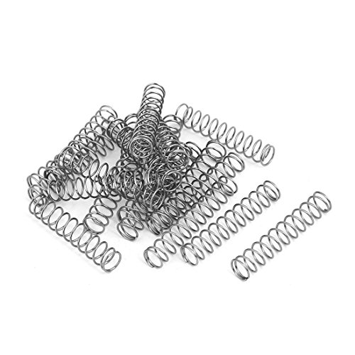sourcing map Ressort de Compression 0.6mmx7mmx35mm 304 Acier Inoxydable Argenté 20pcs