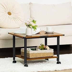 Lerliuo Under Desk Printer Stand, 2-Tier Industrial Mobile Printer Table with Storage Shelf and Steel Frame, Rolling Printer Cart Holder with Lockable Wheels for Home, Office (Rustic Brown) Lerliuo Under Desk Printer Stand 2 Tier Industrial Mobile Printer Table with Storage Shelf and Steel Frame Rolling Printer Cart Holder with Lockable Wheels for Home Office Rustic Brown