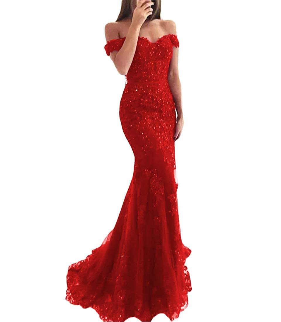 Monalia Women's Long Lace Mermaid Wedding Prom Dresses Formal Evening Gown P050