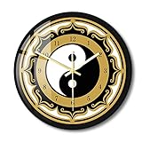 Timethink Orologio da parete moderno con simbolo Yin Yang con telaio in metallo, filosofia cinese, amuleto taoista, arte della parete, spiritualità, decorazione per la casa, movimento silenzioso a