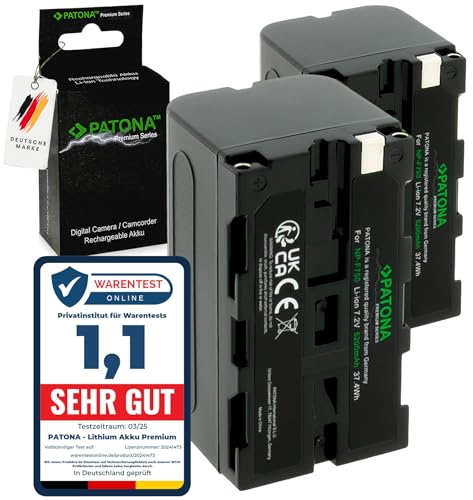 PATONA 2X Premium NP-F750 Batería 5200mAh Compatible con videocámaras Sony, Indicadores LED, iluminación, luz de Video, monitores, cámara, Battery NP-F750 NP-F950 NP-F970 NPF550 NP F550