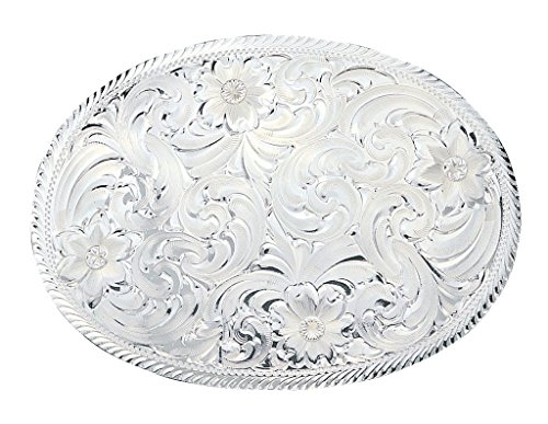 Montana Silversmiths Engraved Classic Western Belt Buckle (Oval Silver Engraved)