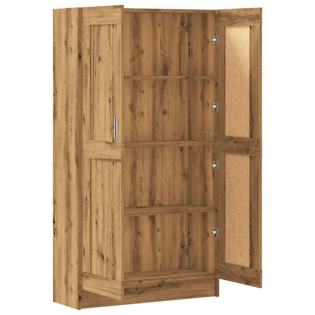 Bücherschrank Artisan-Eiche 82,5x30,5x150 cm Holzwerkstoff Standregal mit Tür 4 Etagen Bücherregal für Wohnzimmer Schlafzimmer Büroorganisation