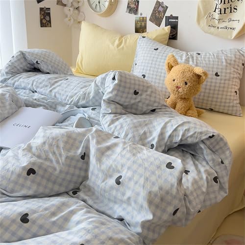 Odot Copripiumino 150x200cm 180x220cm 200x230cm, Stile Carino Copripiumini Microfibra Traspirante Morbido Biancheria da Letto per Adulti Bambini, Ragazze Ragazzi (Gingham blu,150x200cm)