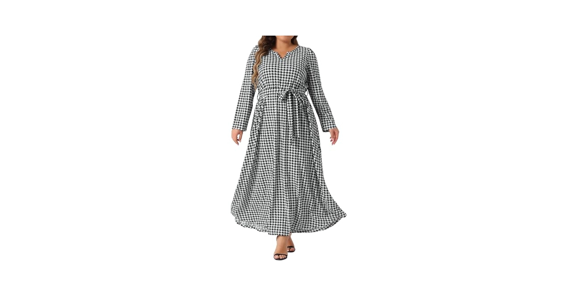 i*2様 Checked Jacquard Volume Sleeve Dres Checked Jacquard Volume Sleeve Dress レディース