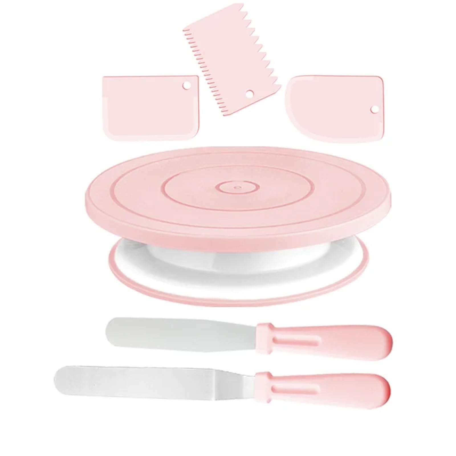 FonHNDG Cake turntable 1 SET Rotating Cake Turntable Revolving Stand Decorating Kit Bake Pastry For Kitchen(Pink)