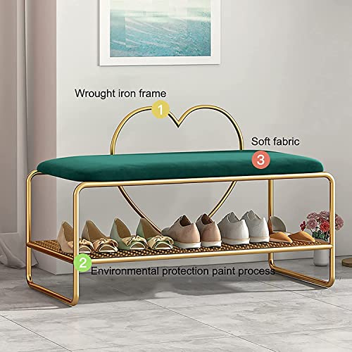 Décoration élégante en métal pour ce banc à chaussures robuste avec dossier intégré