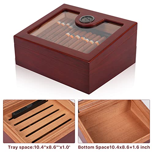 Ha1Cyon Humidor Cigar Box Top Display, Cigar Humidor With 3 Humidifiers, Accurate Digital Hygrometer And Spanish Cedar Tray, Keeps 18-21℃ And 65-75% Humidity,For 25-100 Cigars #TOP3