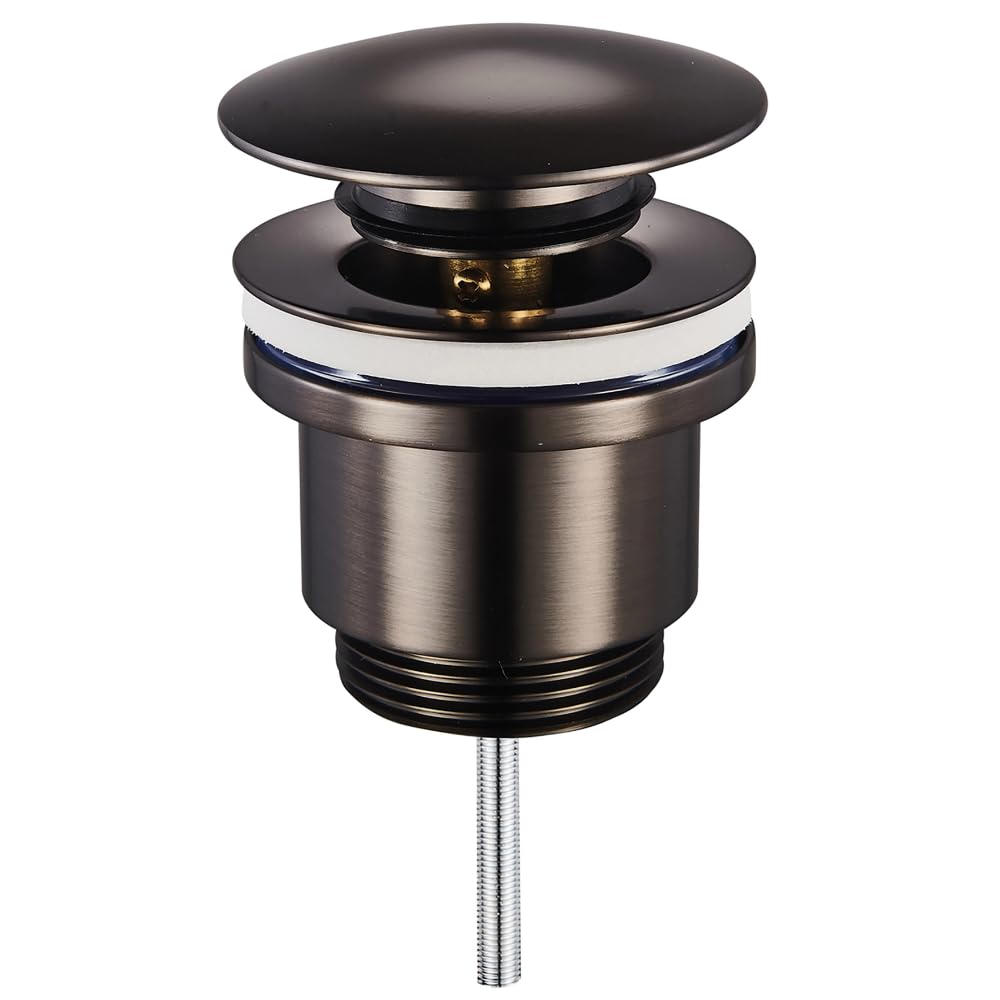 Schläfer Piletta Click-Clack Universale 1 1/4 in Ottone, Grigio Scuro Antracite Gun Metal Lucido, Scarico diametro 40.9 mm 4051103 con Tappo Tondo per Lavabo e Bidet,