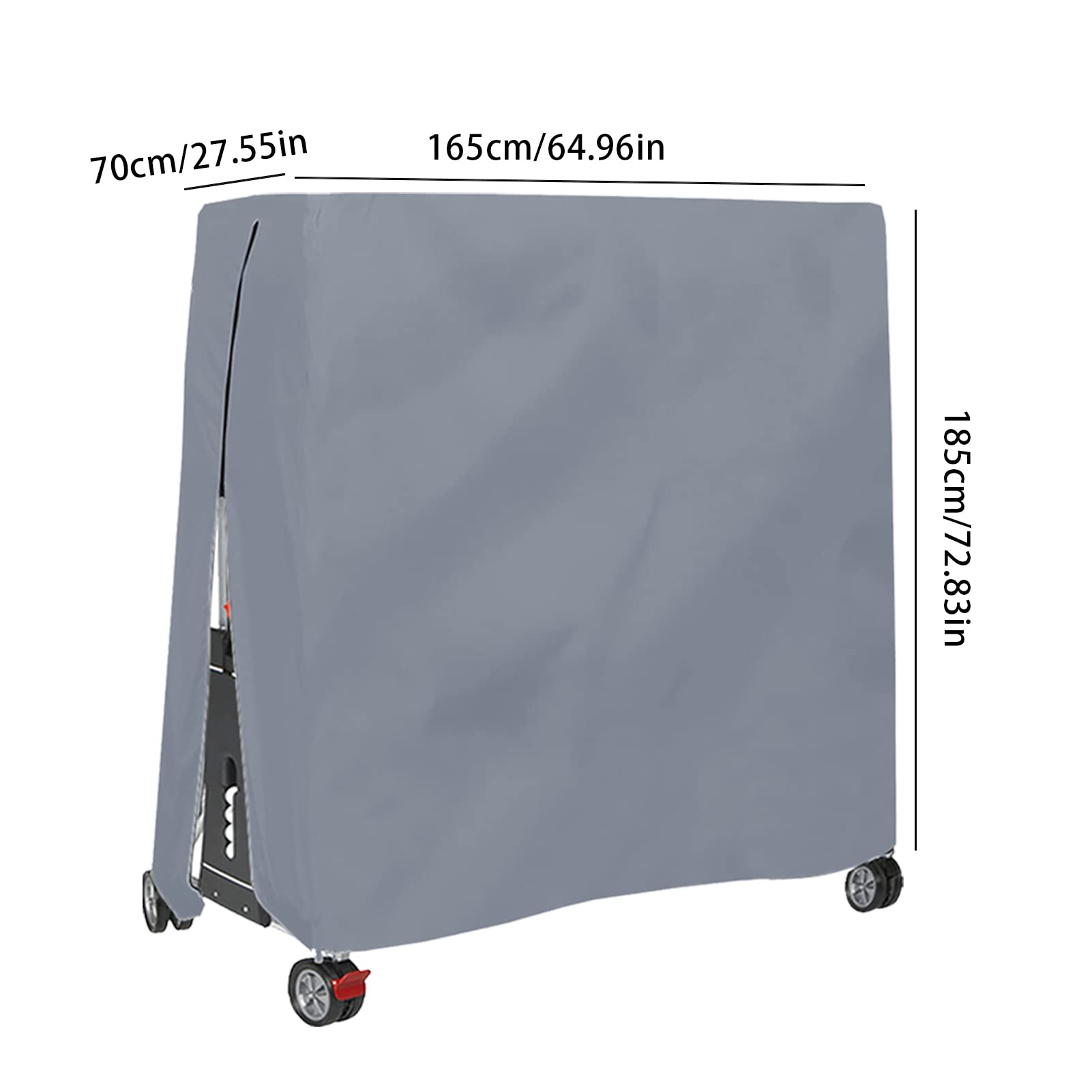Copertura per tavolo da tennis e ping pong con cerniera e coulisse, 420D Oxford resistente impermeabile per interni ed esterni (185 x 165 x 70 cm) (grigio)