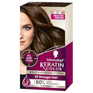 Schwarzkopf Keratin Color Permanent Hair Color, 6.0 Delicate Praline, 1 Application – Salon Inspired Permanent Hair Dye, for up to 80% Less Breakage vs Untreated Hair and up to 100% Gray Coverage