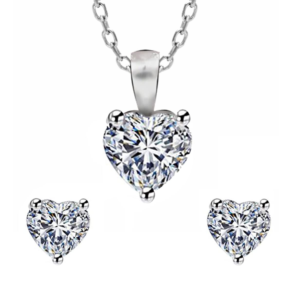 925 Sterling Silver Anushka Sharma'S Solitaire Heart Set With Necklace & Earrings | Gifts For Women & Girls | Certified Authentic (925 Stamp) | 6-Month Warranty