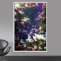 Framed Canvas Wall Art Coral Beds Bedroom Colorful Jellyfish Marine Life Multicolor Neon Photography Tropical - 16x24 inches