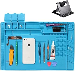 Anti-Static Soldering Mat, Magnetic 500 Heat-Resistant Magnetic Multi-Purpose Repair Mat for Soldering Guns with 1 Pcs Mobile Phone Stand