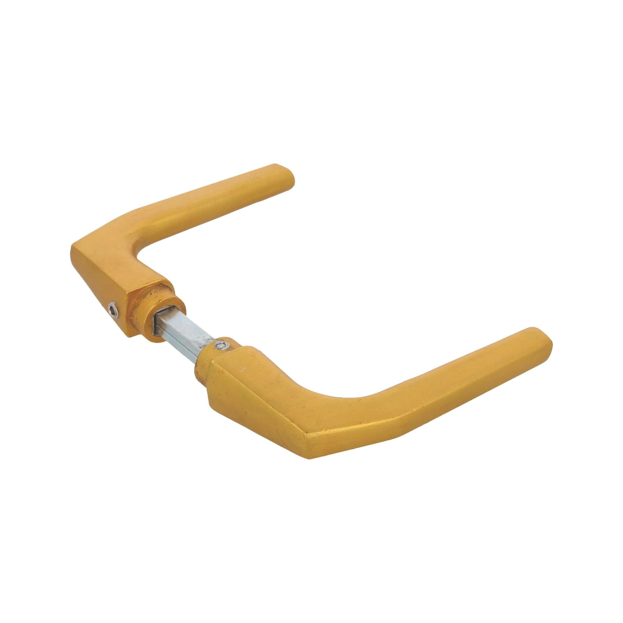 Amig Gold - Set Of Door Handles Without Rose In Aluminium, Matte Finish - 104 X 56 Mm - Mod. 2114-8 Mm Square Spindle - For Doors From 35 To 60 Mm