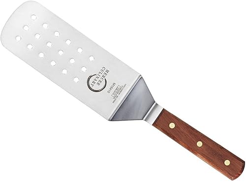 Miniatura 1 de Mercer Culinary Praxis - Espátula perforada con mango de palisandro, 8 x 3 pulgadas