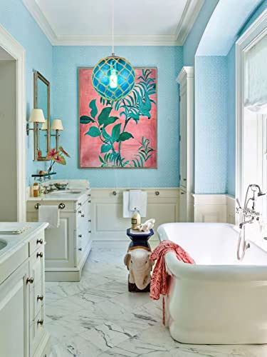 Blue Pendant Light Coastal Pendant Light Nautical Pendant Lighting Beach House Lighting Fixtures Ocean Lighting Fixture Coastal Hanging Light Fixtures Fish Float Glass Ball Lighting(Bulb Incl. - Image 6