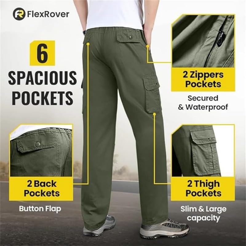 Adorlina Flex Cargo Pants for Men Flexrover Ultra Comfort Fit Multi-Pocket Durable Pants Outdoor Water Resistant Hiking Cargo2
