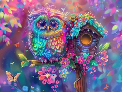 Diamond Painting Adulte Chouette 90x120cm : Broderie Diamant Kit Complet